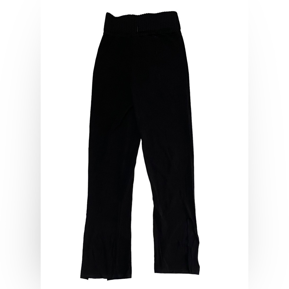 The Kript Womens Sz Small Ribbed Flare Slit Leggings Yoga Pants Stretchy